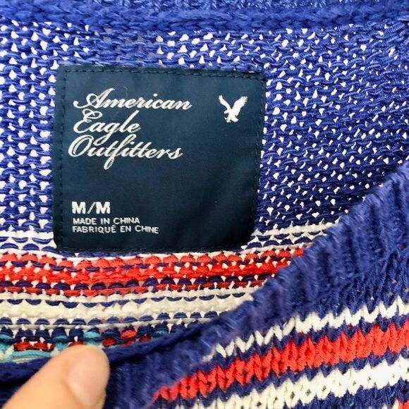 AMERICAN EAGLE Dark Purple Boho Chunky Knit Kimono Short Sleeve Sweater / Sz M - Picture 4 of 5